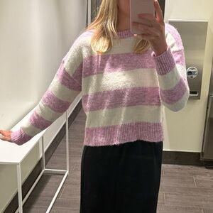 Pink and white striped sweater